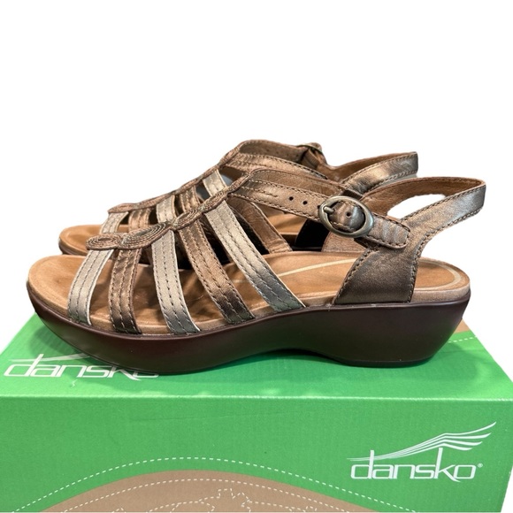 Dansko Drea Multi Metallic Wedge Leather Sandals Size 38 - Picture 5 of 15